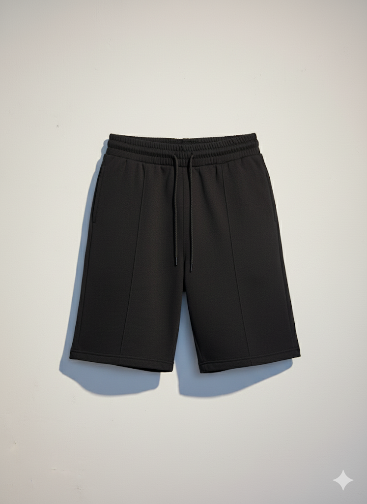 Men’s Black Cotton Terry Shorts – Casual & Comfortable