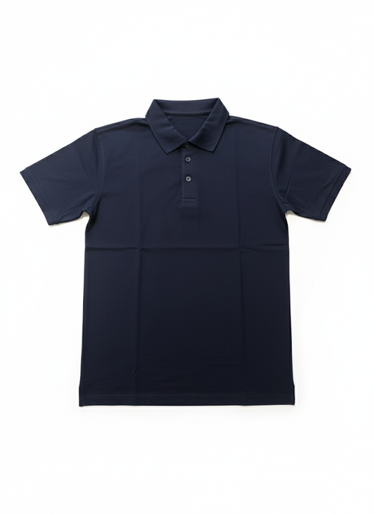 Men’s Navy Blue Self-Collar Polo Shirt – Premium PK Cotton