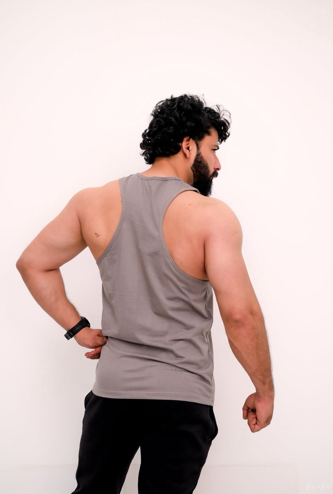 Men’s Premium Cotton Tank Top (Sando) – Grey & White