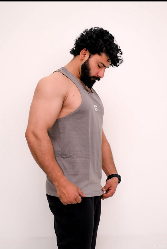 Men’s Premium Cotton Tank Top (Sando) – Grey & White