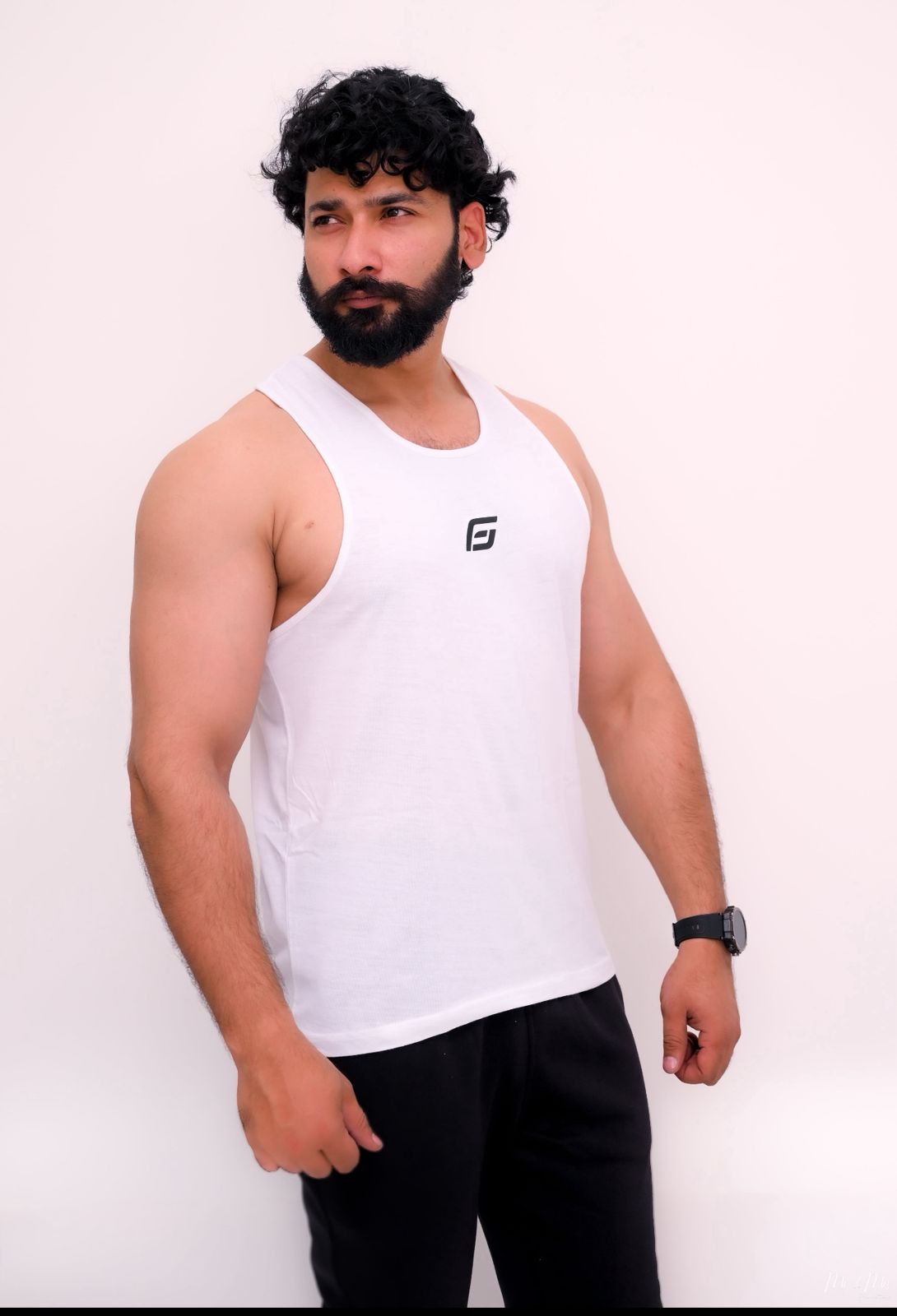 Men’s Premium Cotton Tank Top (Sando) – Grey & White