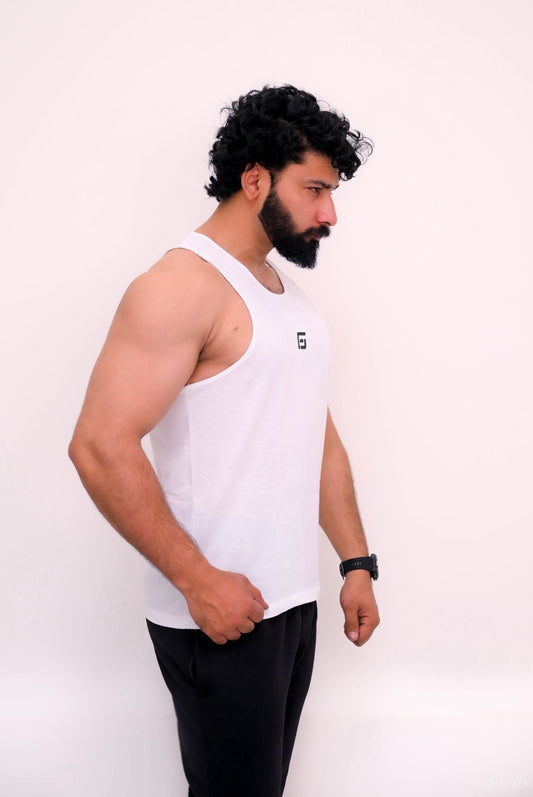 Men’s Premium Cotton Tank Top (Sando) – Grey & White
