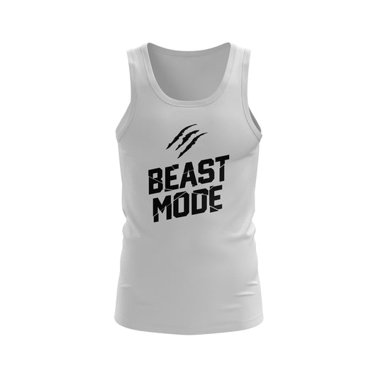 Men’s White Beast Mode Gym Tank Top